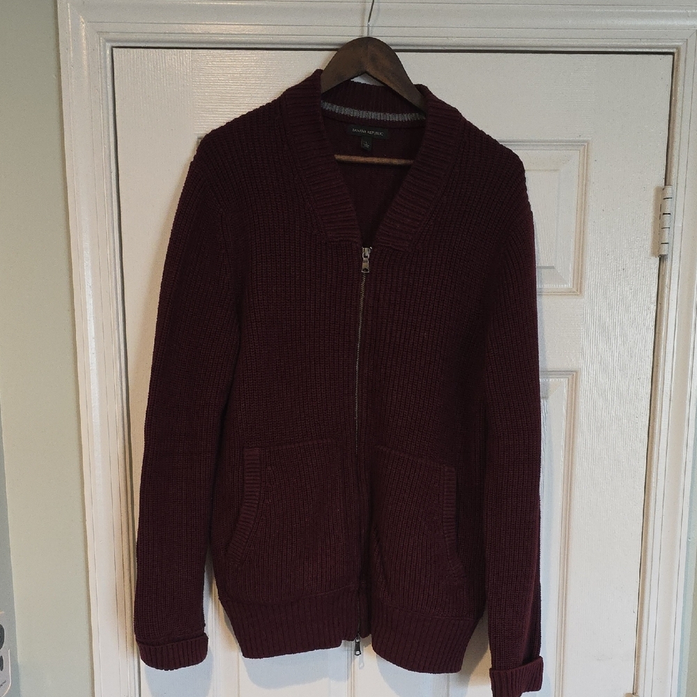 Banana Republic Red Zip Up Sweater